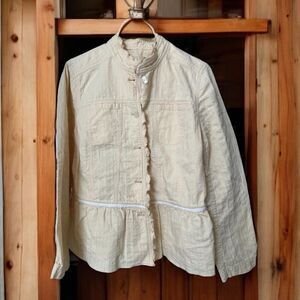 J.Jill Ruffled Mandarin Jacket, Color Maize (Buttery Yellow) Size Medium